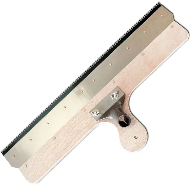 Scraper hand-held wooden rake cement self-leveling scraper stainless steel toothed scraper epoxy cement mortar tool