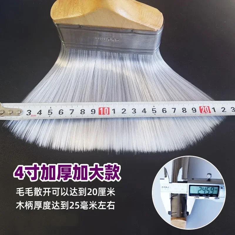 Thickened Paint Brush Set with Long Hair, 2" 4" Chemical Fiber Brushes and Inclined Mouth Soft Hair